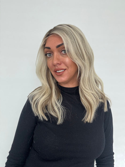 Alisha 14" wig Light blonde/ash brown beginner cap