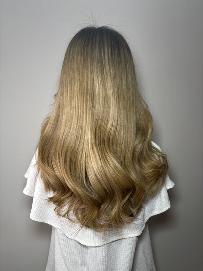 Lilly 16” Wig Dark Blonde & light blonde with dark roots beginner cap