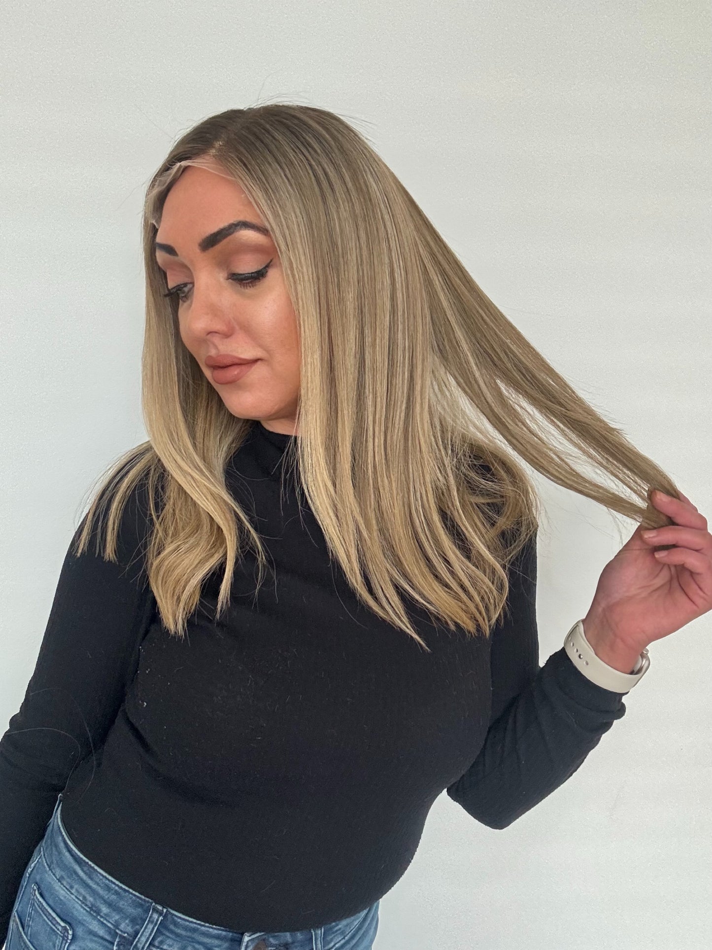 Lilly 16” Wig Dark Blonde & light blonde with dark roots beginner cap